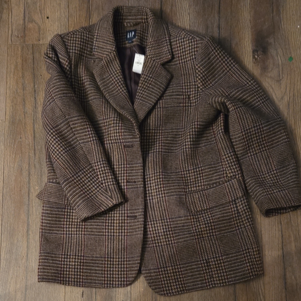 GAP Classic Checkered Brown Blazer